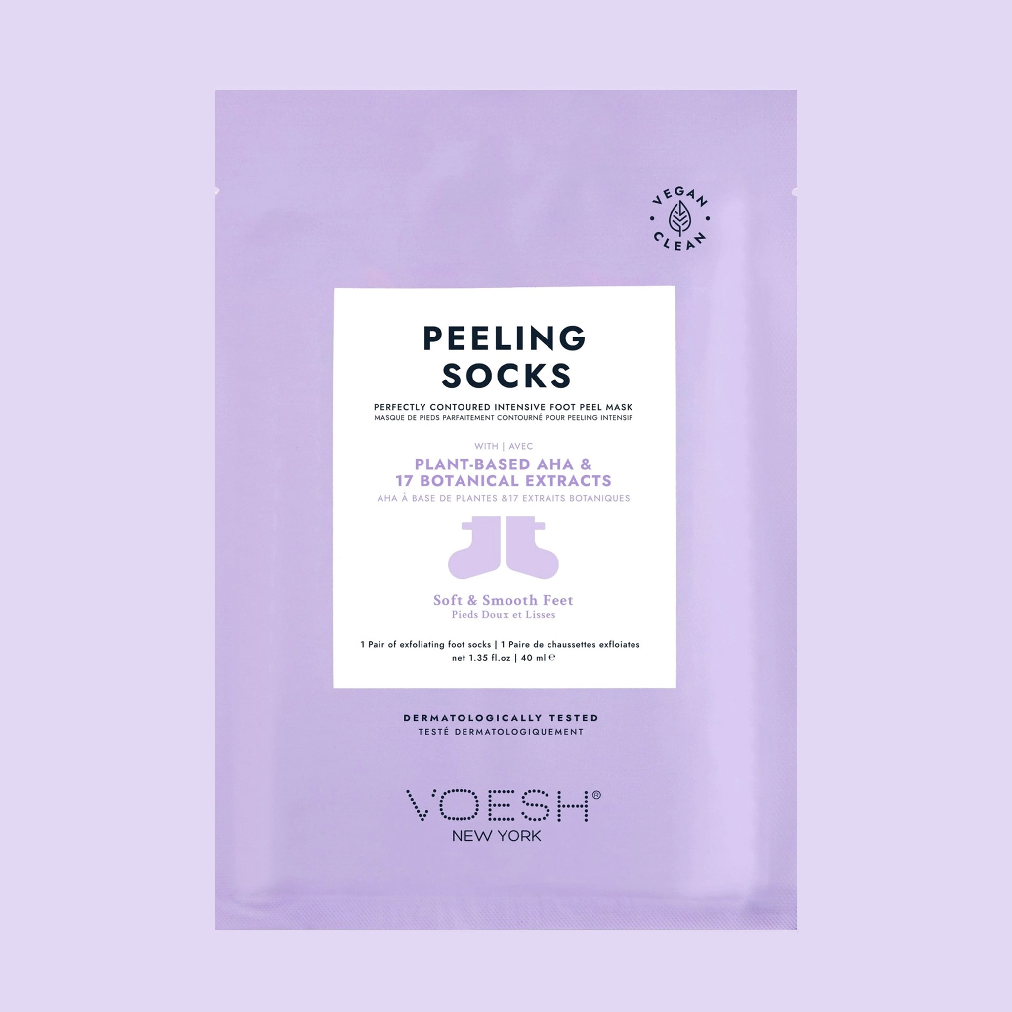 "Peeling Socks Plant Based AHA & 17 Botanical Extracts". 