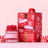 A set of one lip scrub and lip balm in a red package
