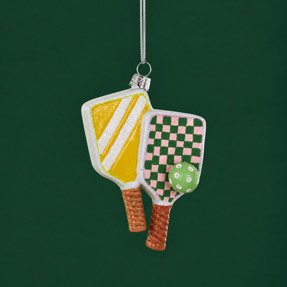 a pickleball paddle shaped ornament. 
