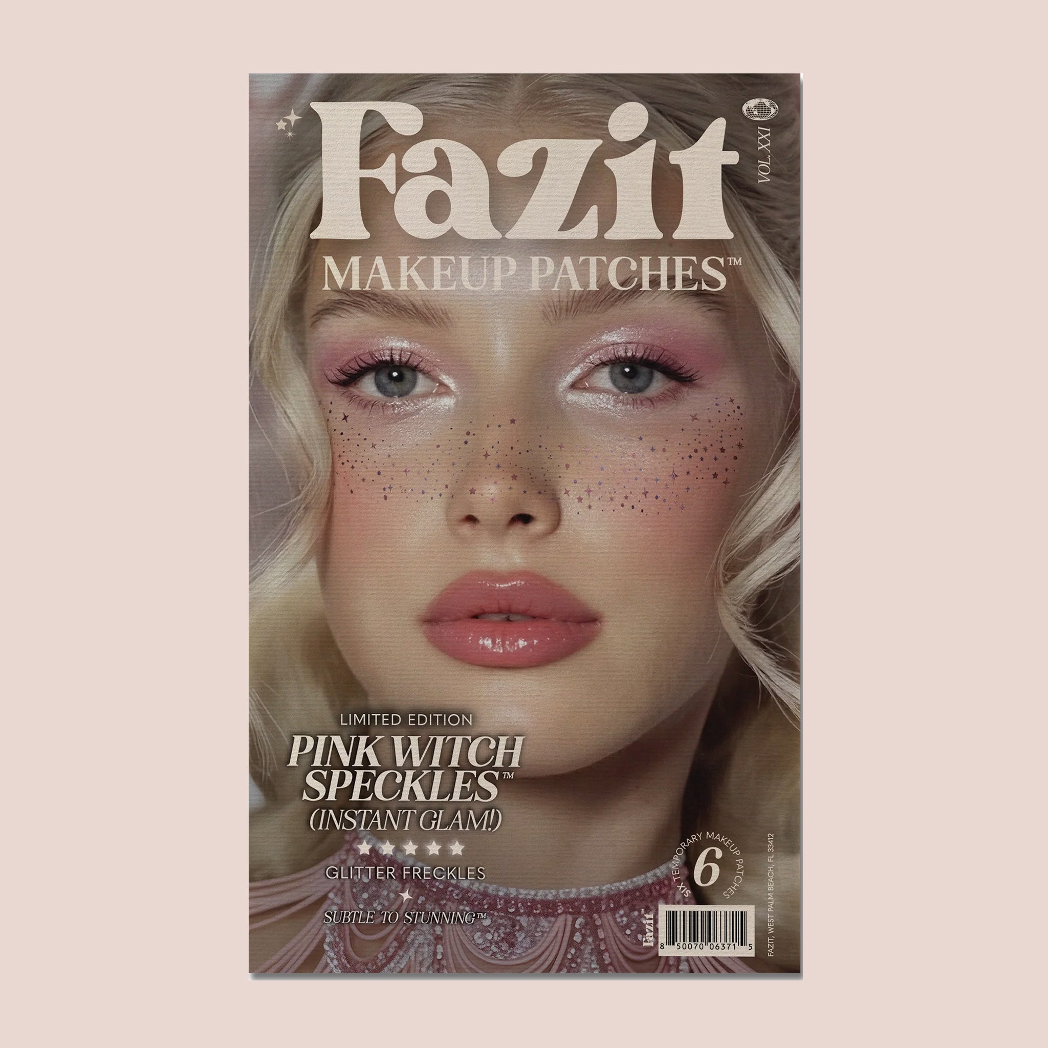 "Fazit Makeup Patches Limited Edition Pink Witch Speckles (Instant Glam!) Glitter Freckles". 