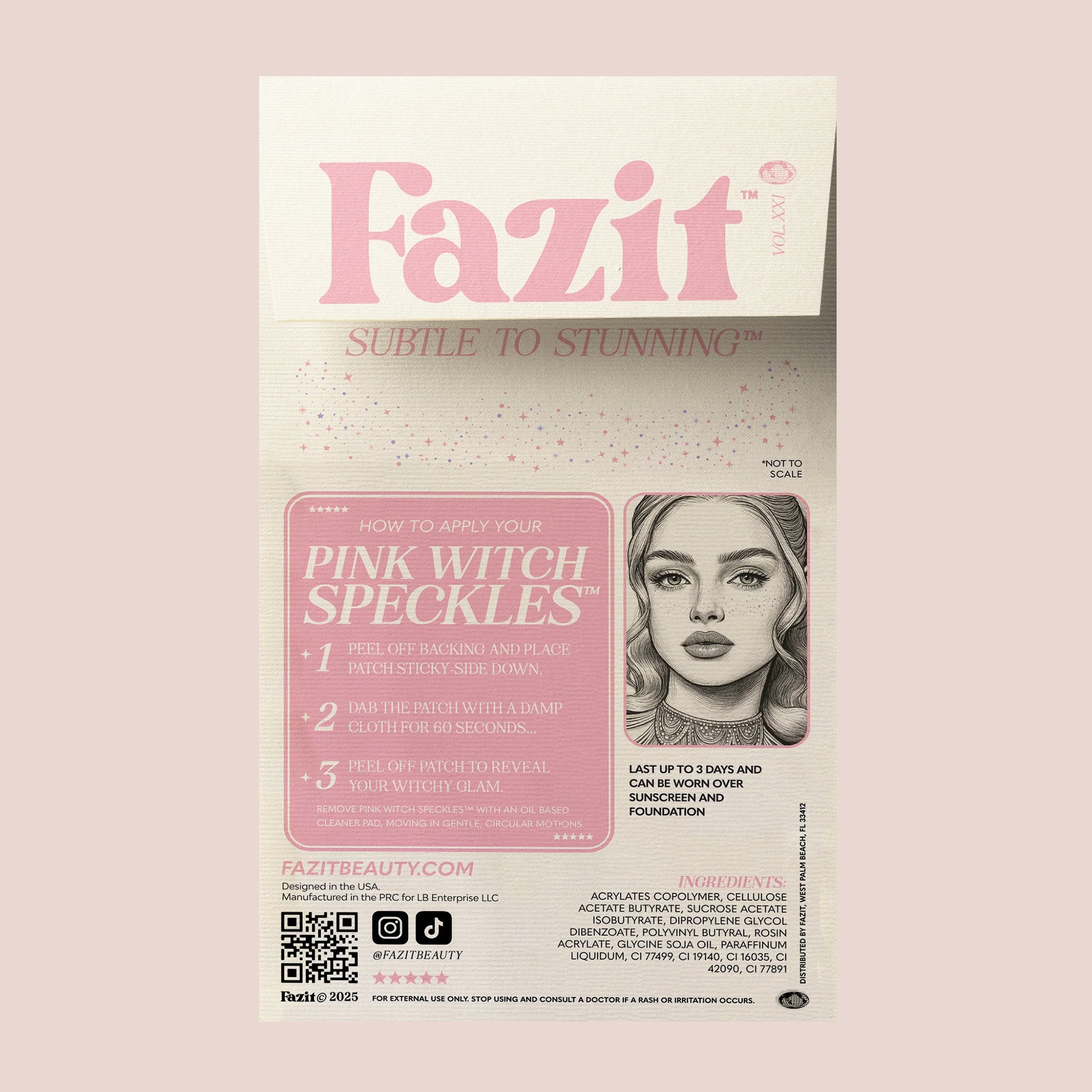 "Fazit Makeup Patches Limited Edition Pink Witch Speckles (Instant Glam!) Glitter Freckles". 