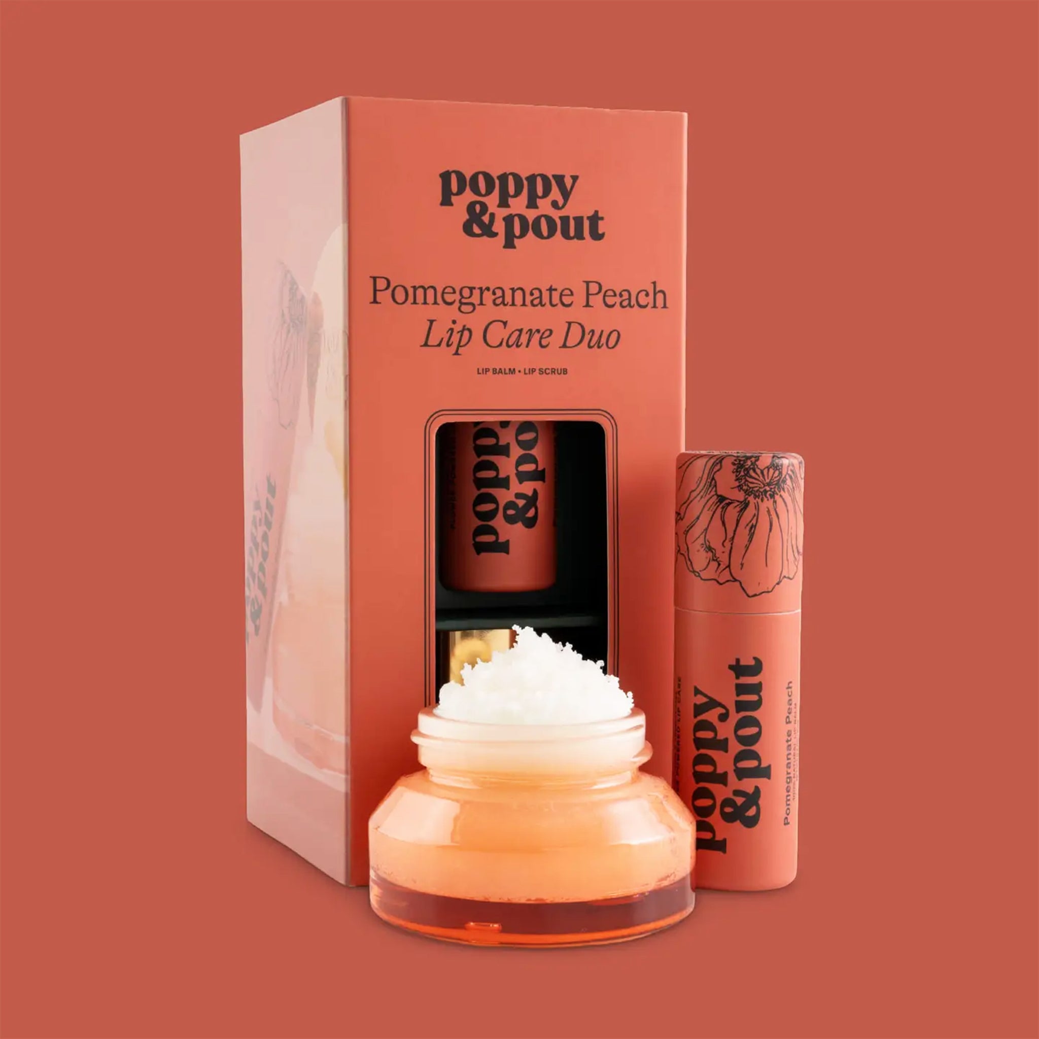 Poppy & Pout Pomegranate Peach Lip Care Duo.