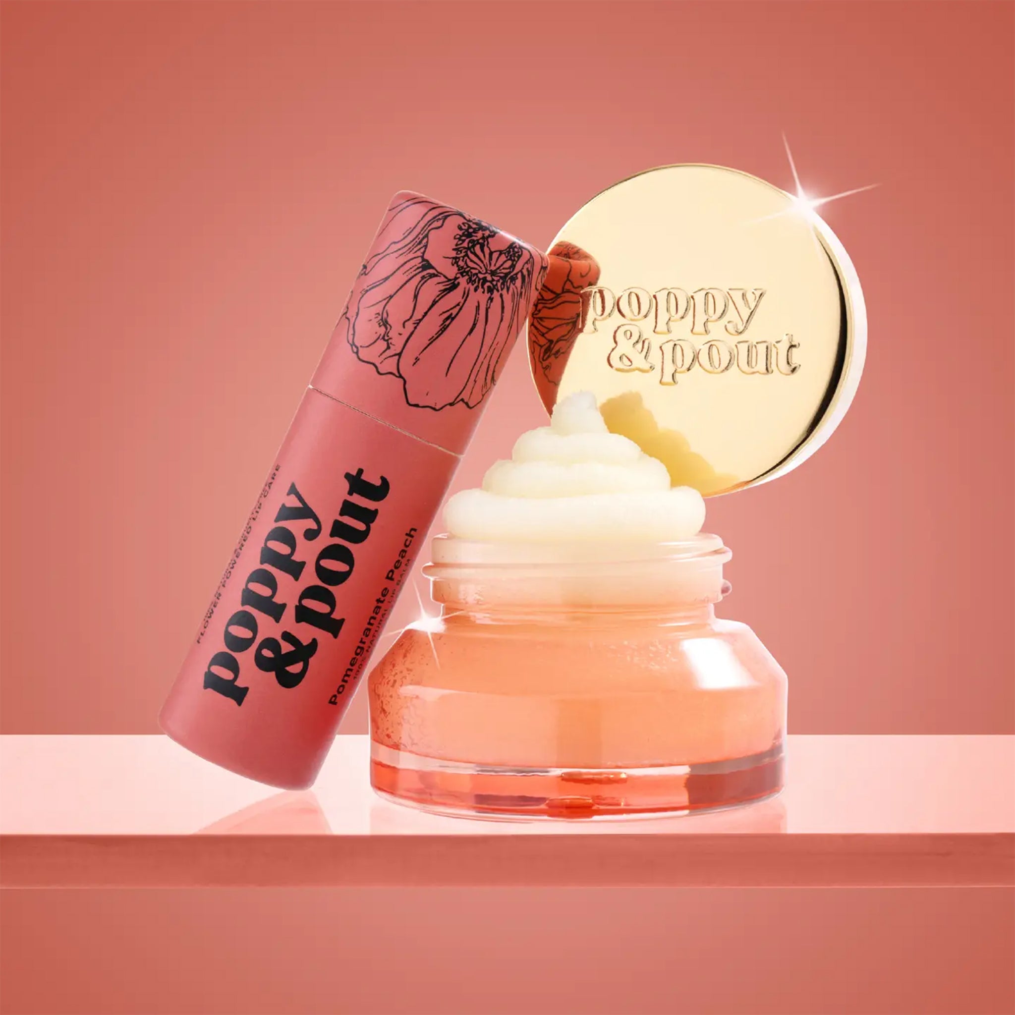 Poppy & Pout Pomegranate Peach Lip Care Duo.