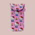 A pink puffy sunglass sleeve protective case with a Hello Kitty and flower print. 