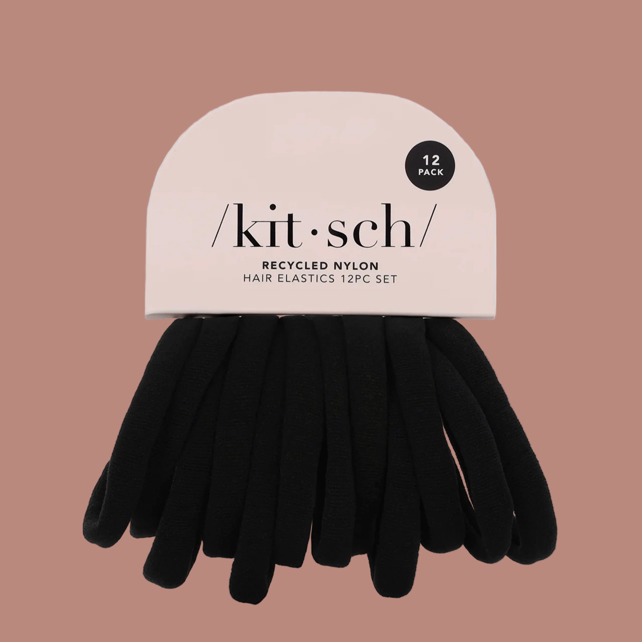 "12 Pack kit-sch Recycled Nylon Hair Elastics 12PC Set". 
