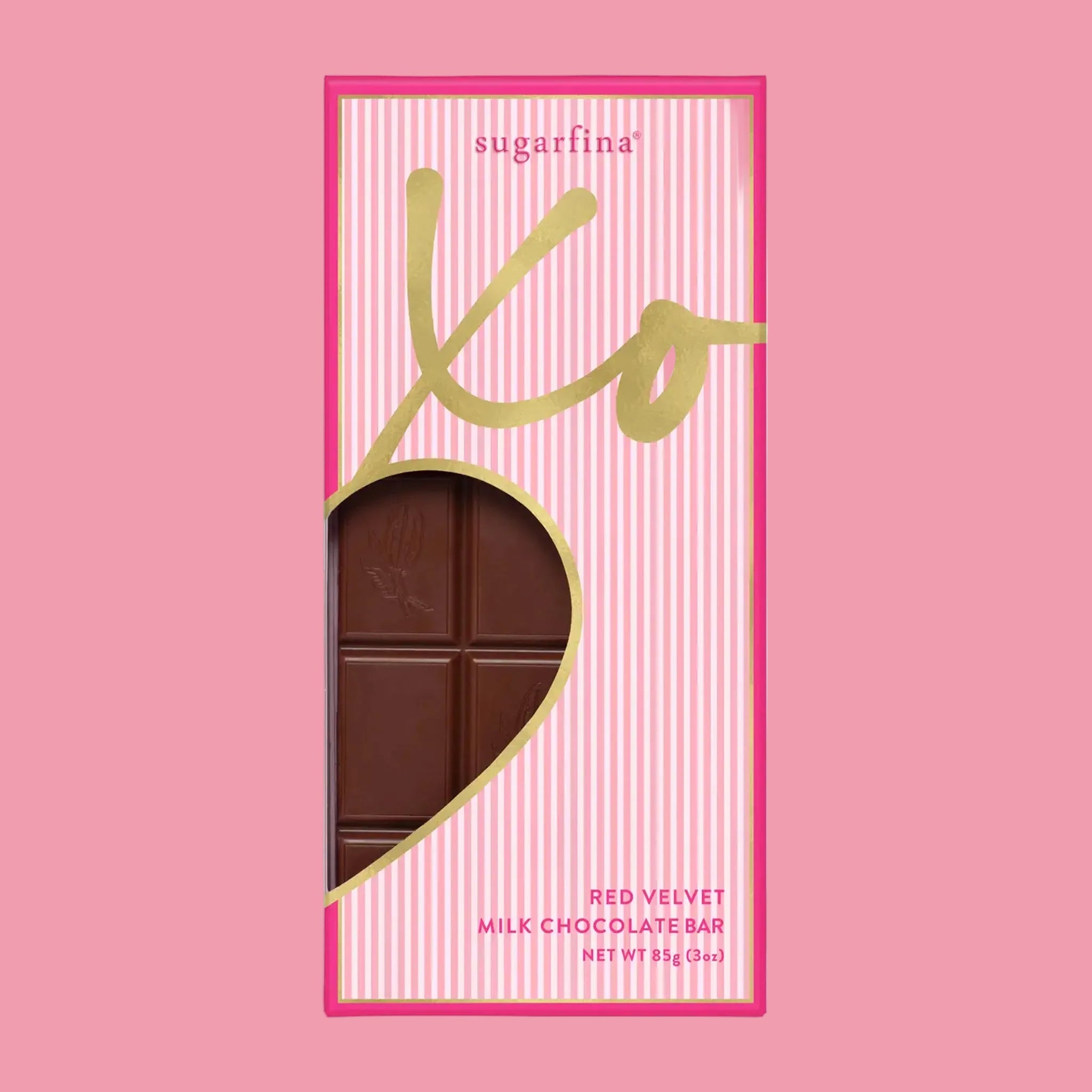 "sugarfina XO Red Velvet Milk Chocolate Bar". 