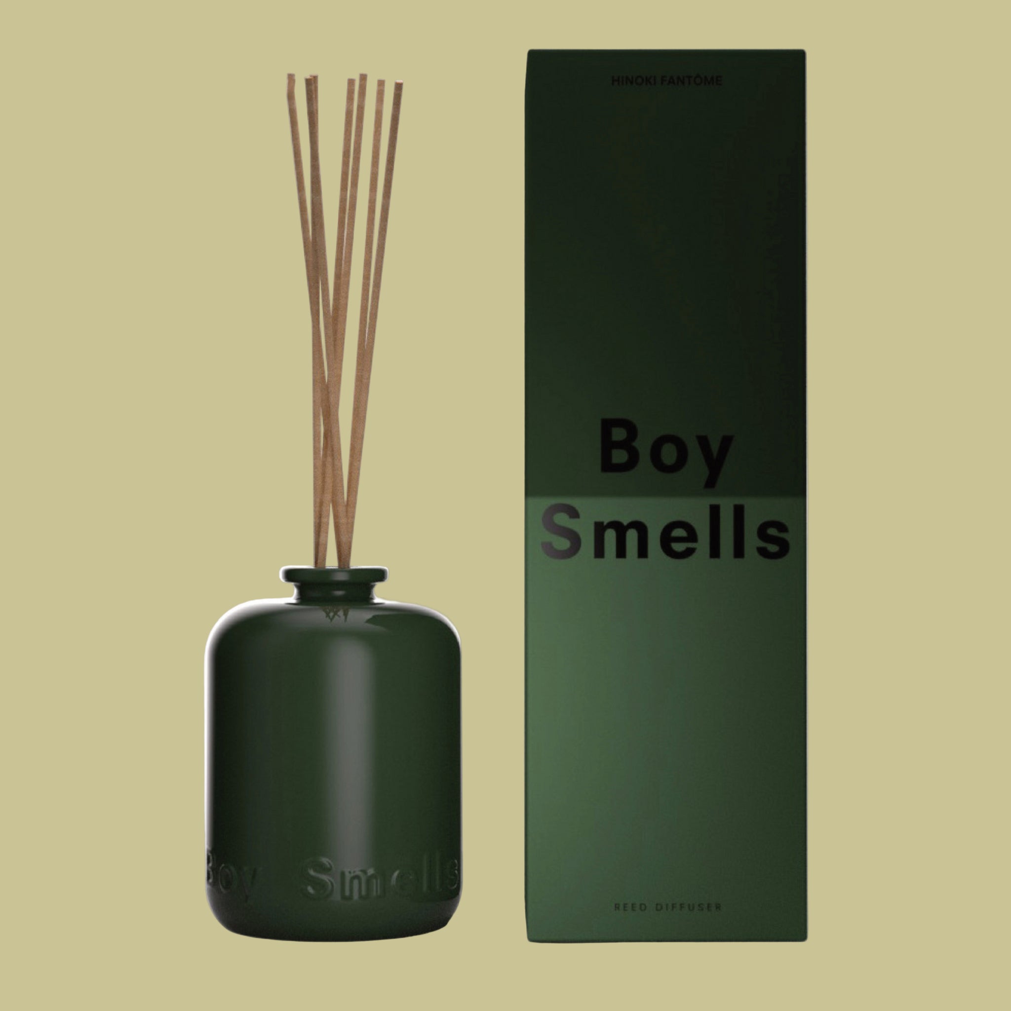 "Boy Smells" green diffuser. 
