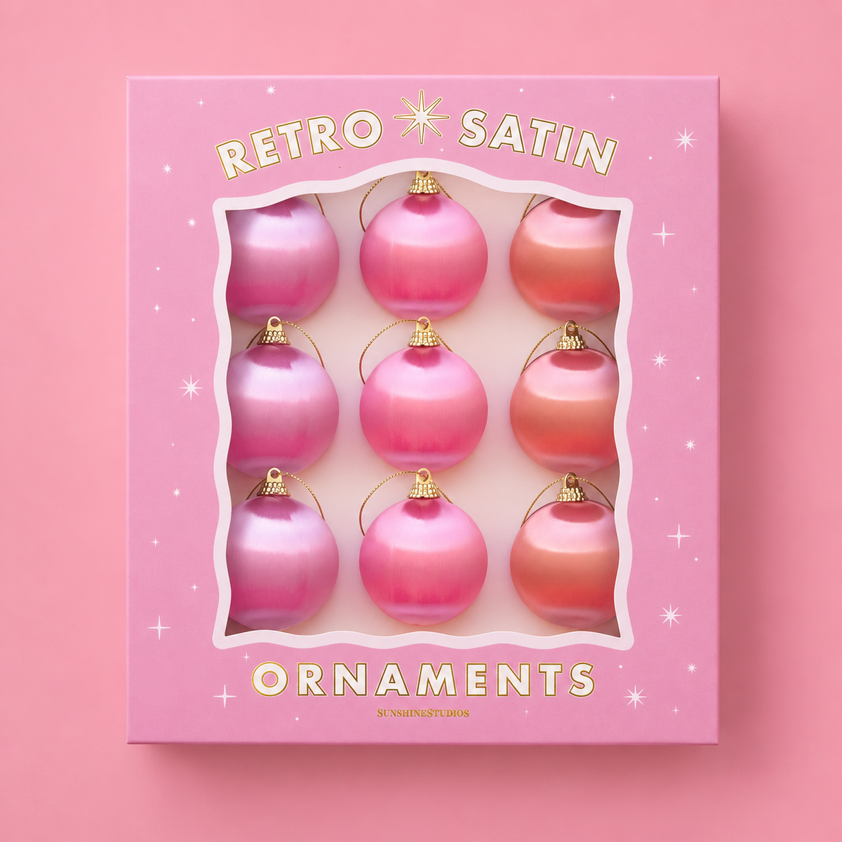 Satin and gold pink and orange ornaments. 