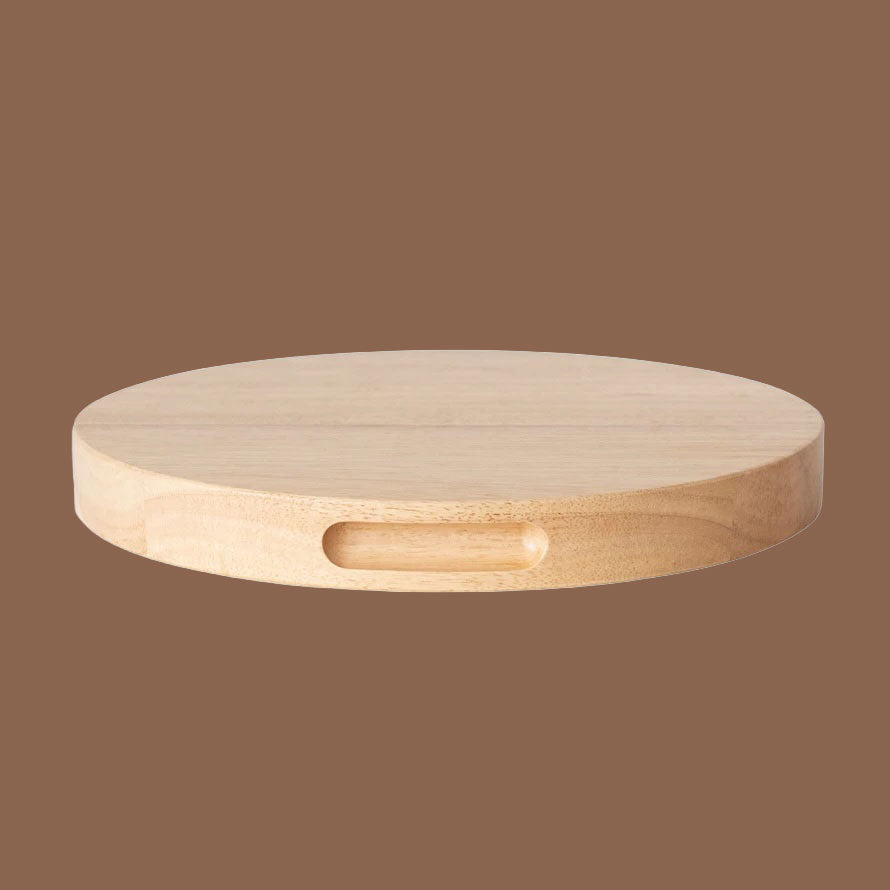 A wood round cheeseboard.