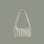 small striped bag with sage colored stripes on a sage colored background.