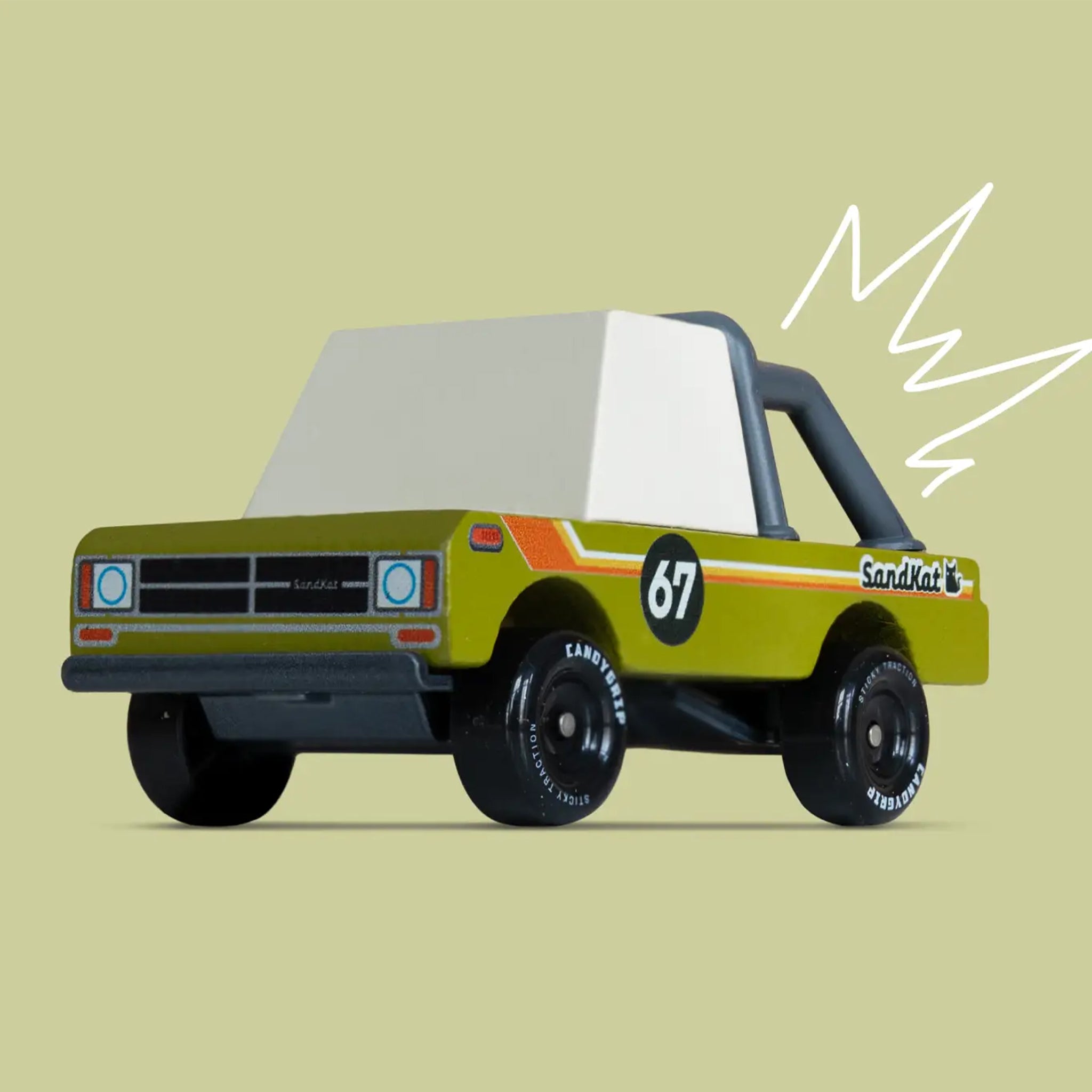 A green Sand Kat wooden car toy. 