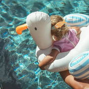A seagull shaped pool ring float. 