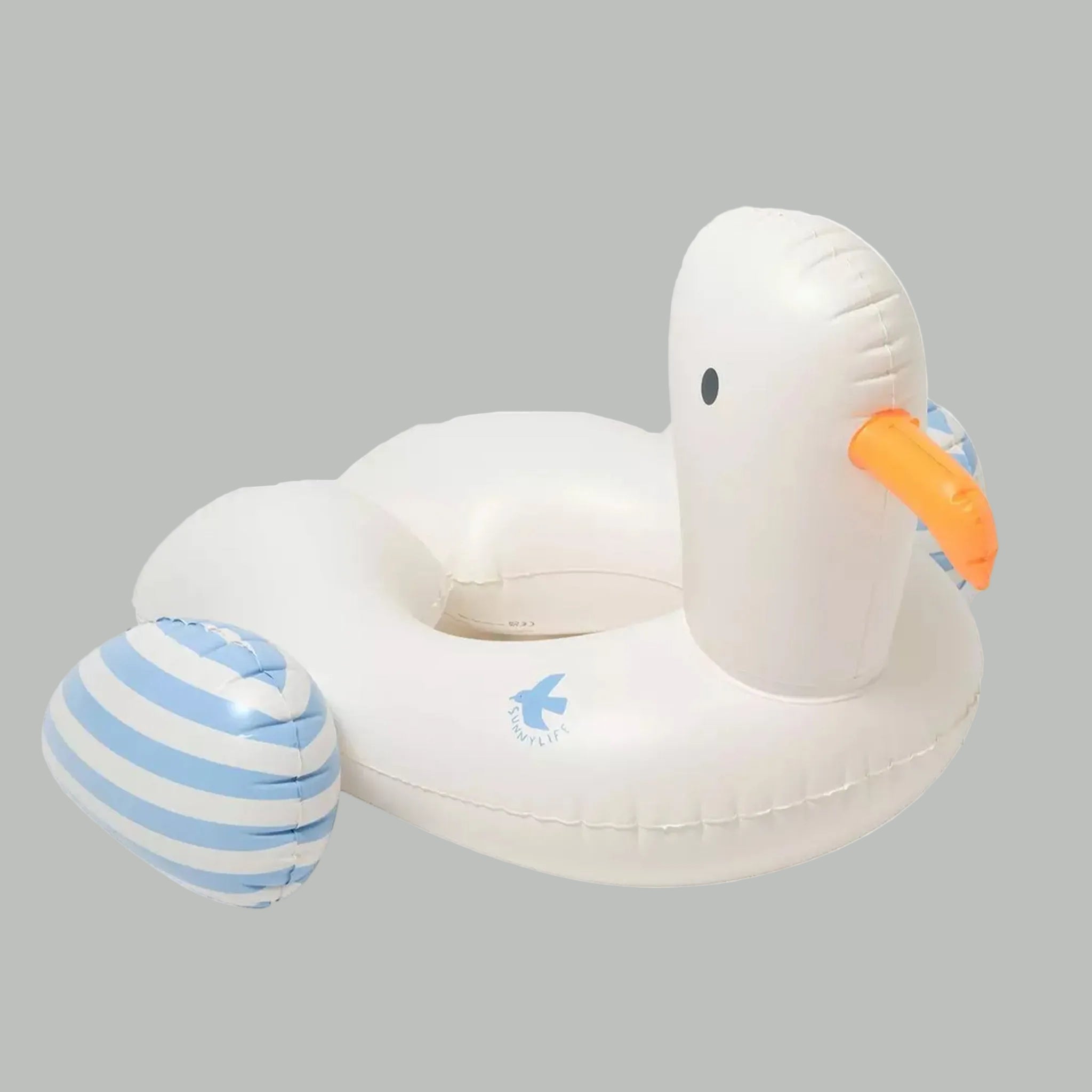 A seagull shaped pool ring float. 
