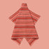 A coral striped waffle knit tea towel. 