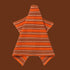 An orange and brown striped waffle knit tea towel. 
