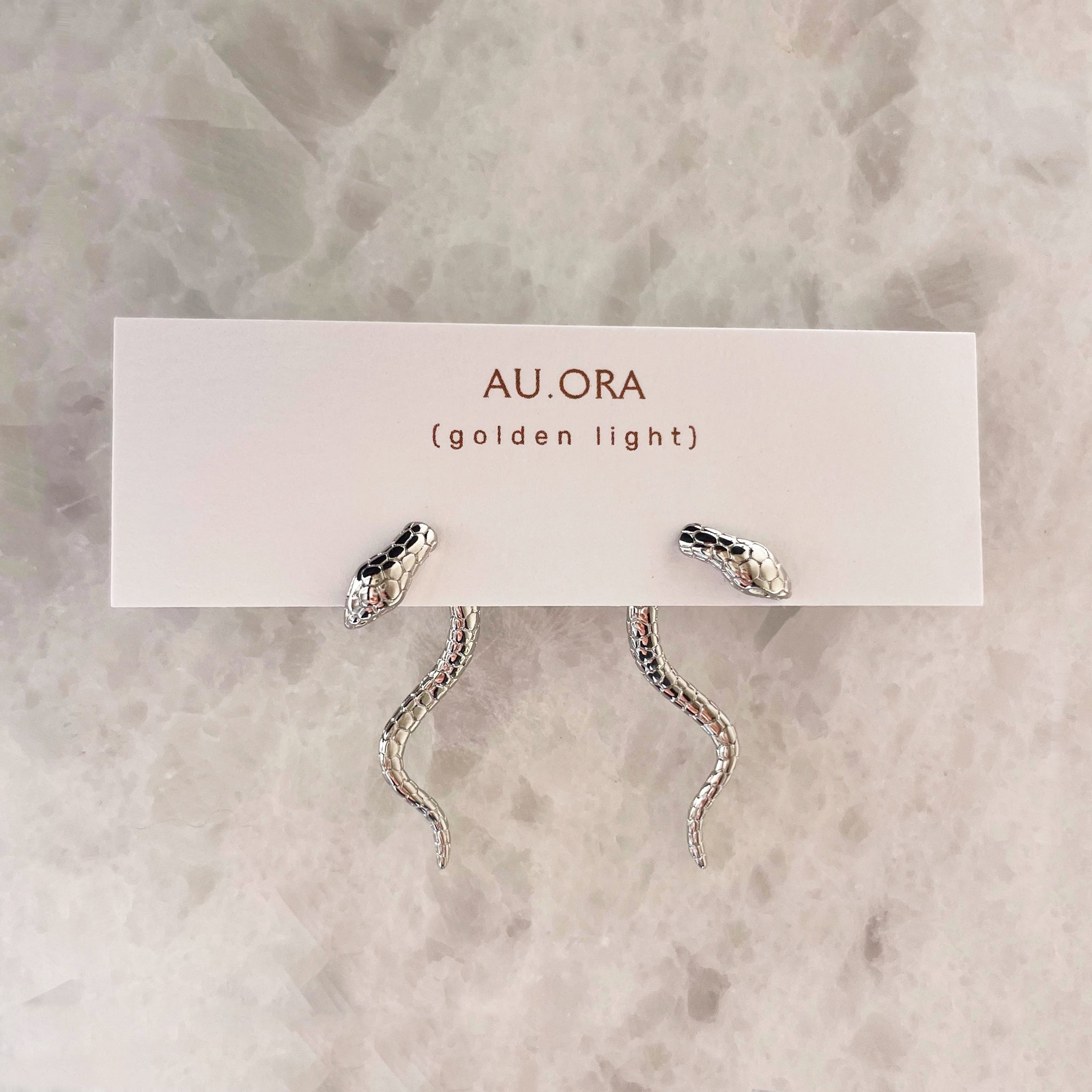 Silver snake earrings. 
