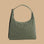 A green nylon shoulder bag.