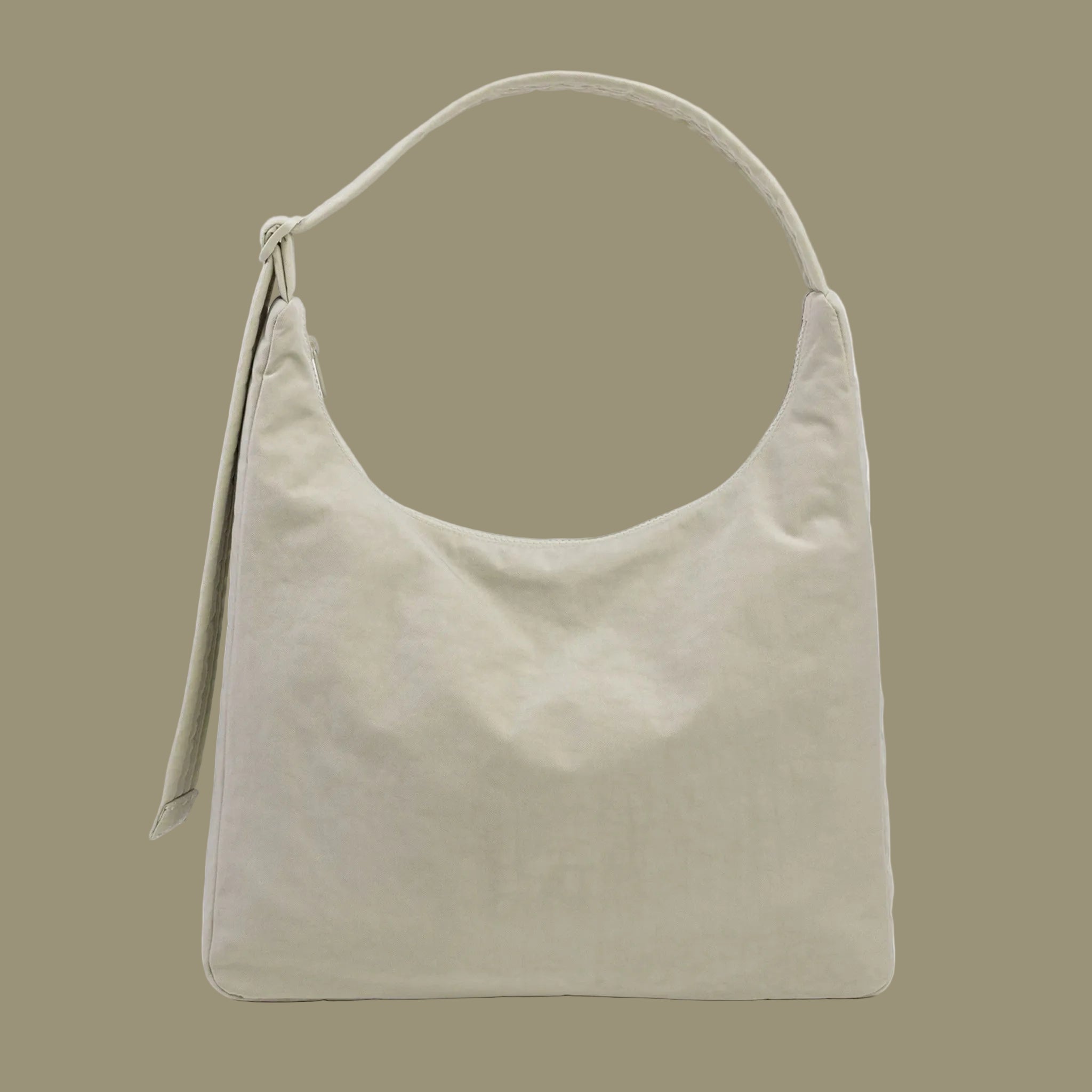 A super pale green nylon shoulder bag. 