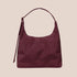A burgundy nylon shoulder bag. 