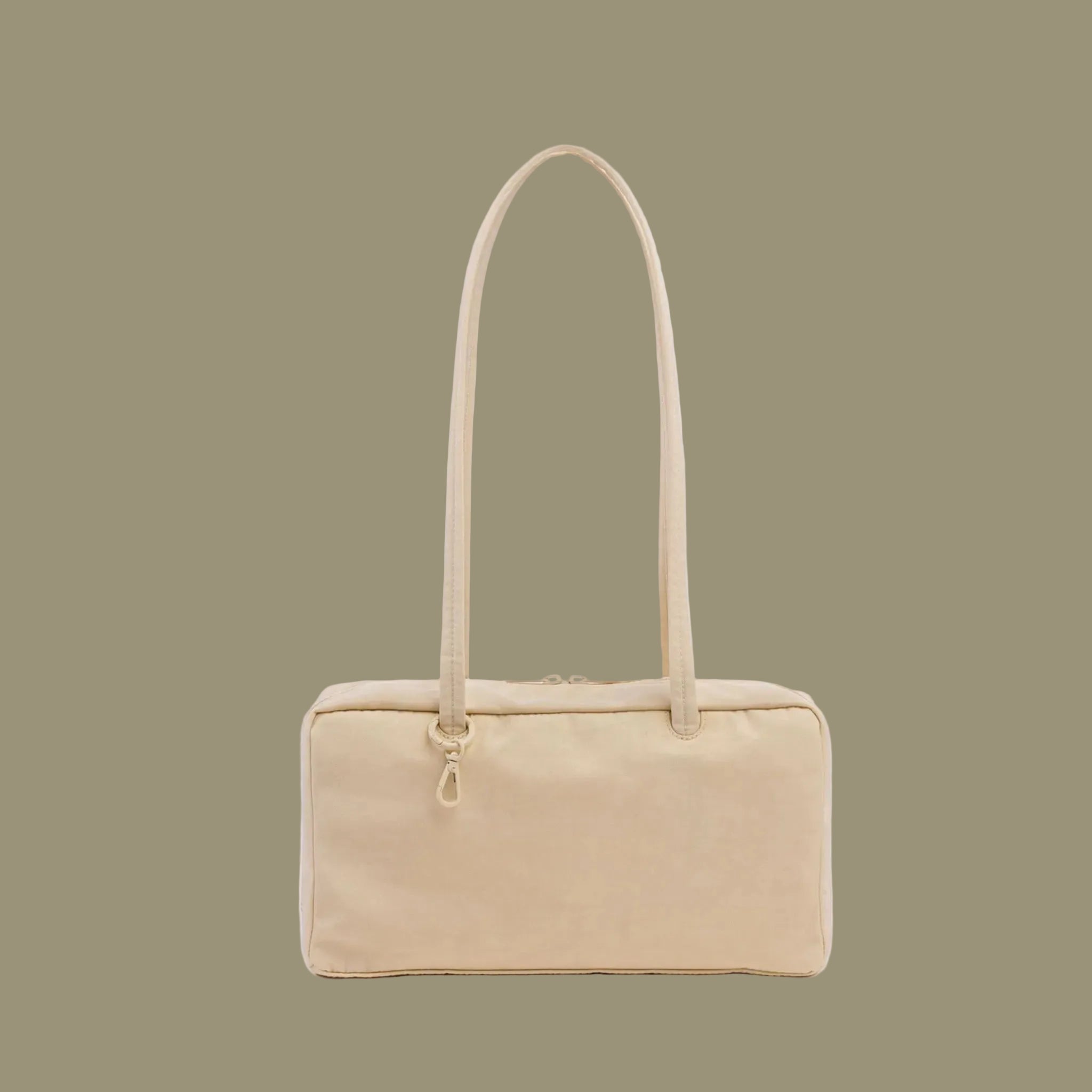 A pale yellow rectangle shoulder bag. 