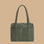 A green nylon small carry on bag.
