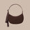 A small brown nylon crescent shaped bag.