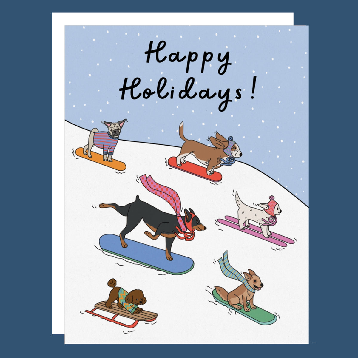 Snowboarding Holidays Dogs Card