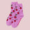 pink socks with a cherry print.