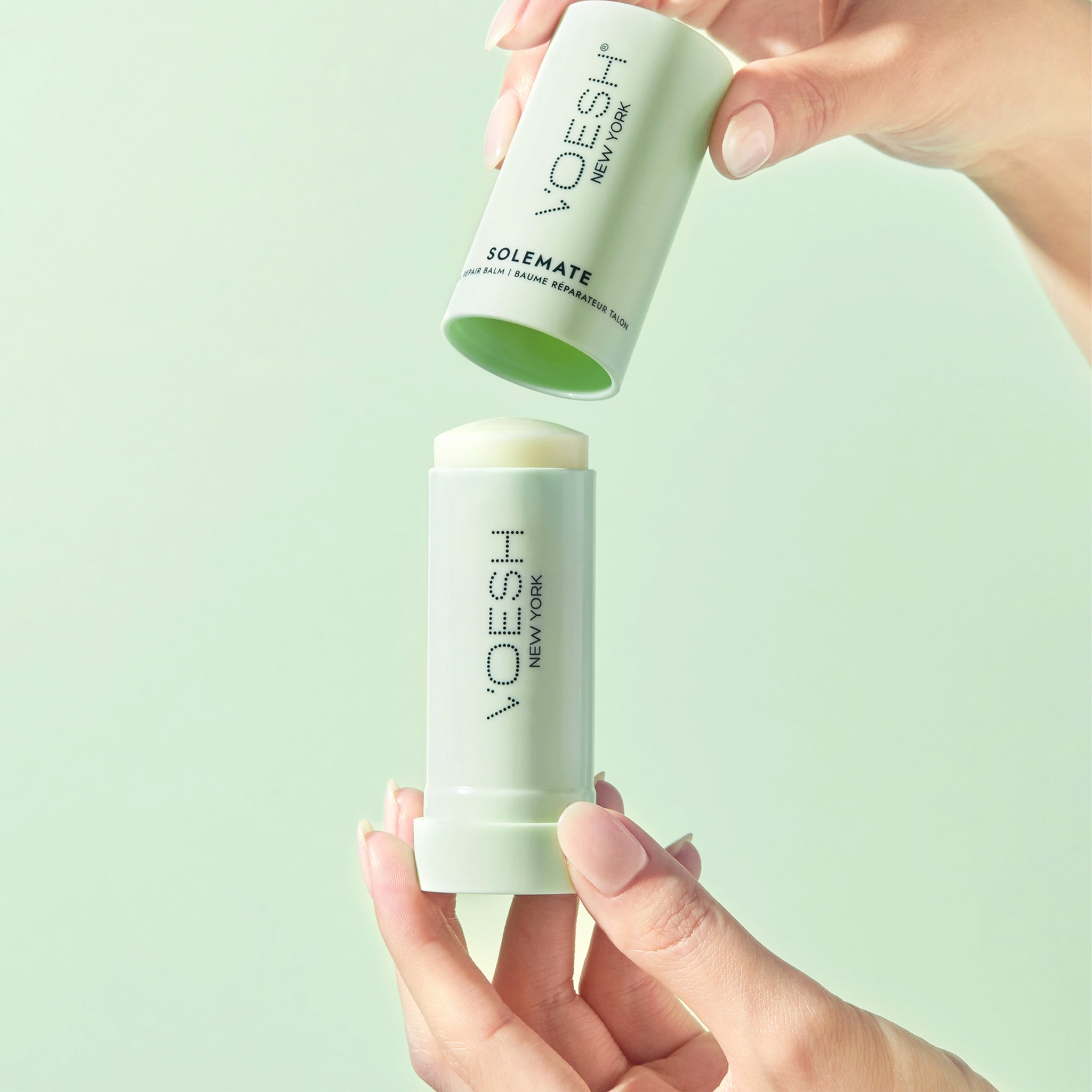 A tube of "Voesh New York" moisturizing heel balm. 