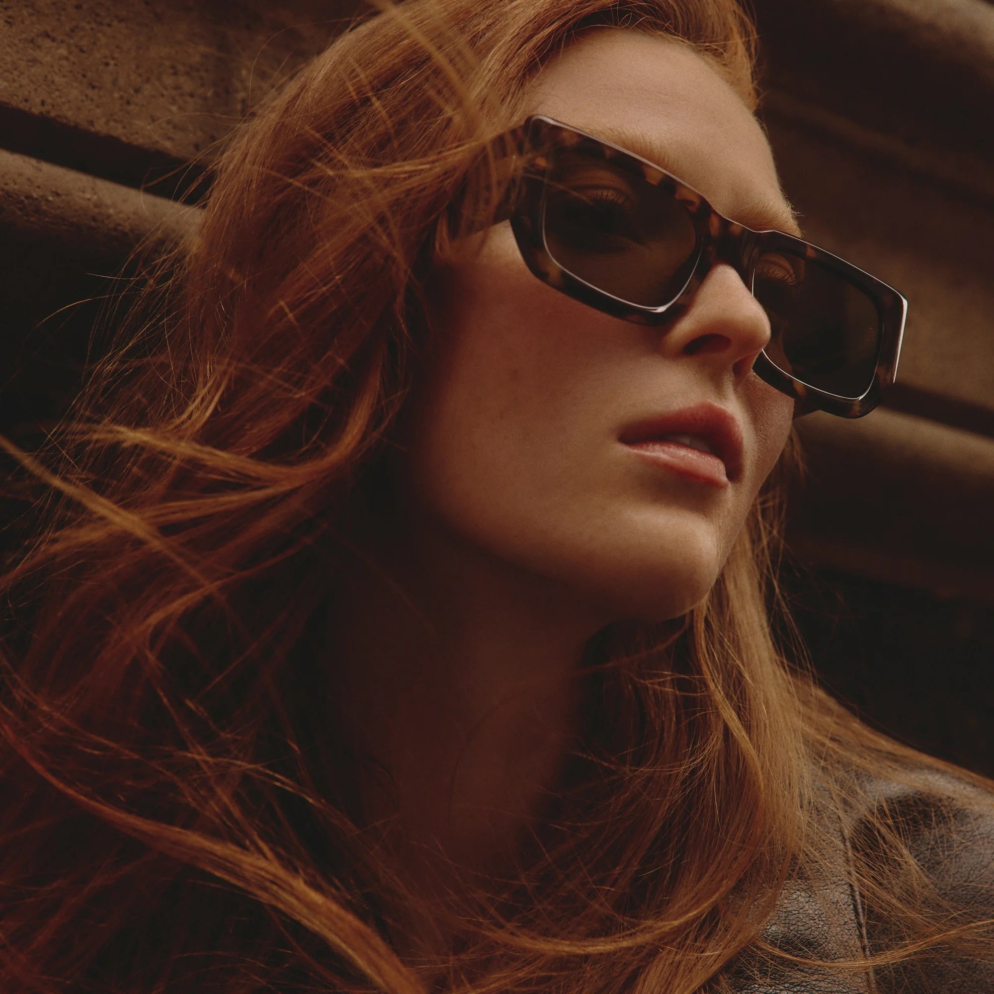 A pair of tortoise sunglasses. 