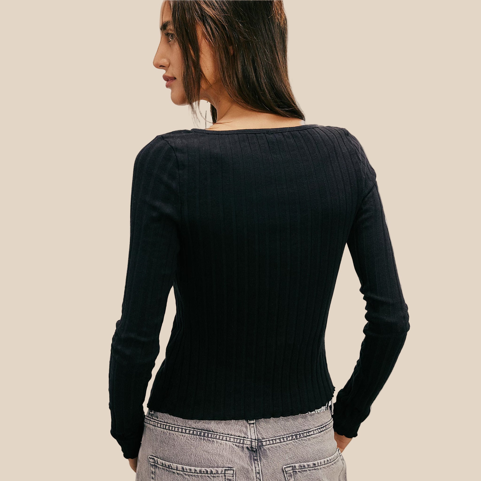 A long sleeve button up shirt. 