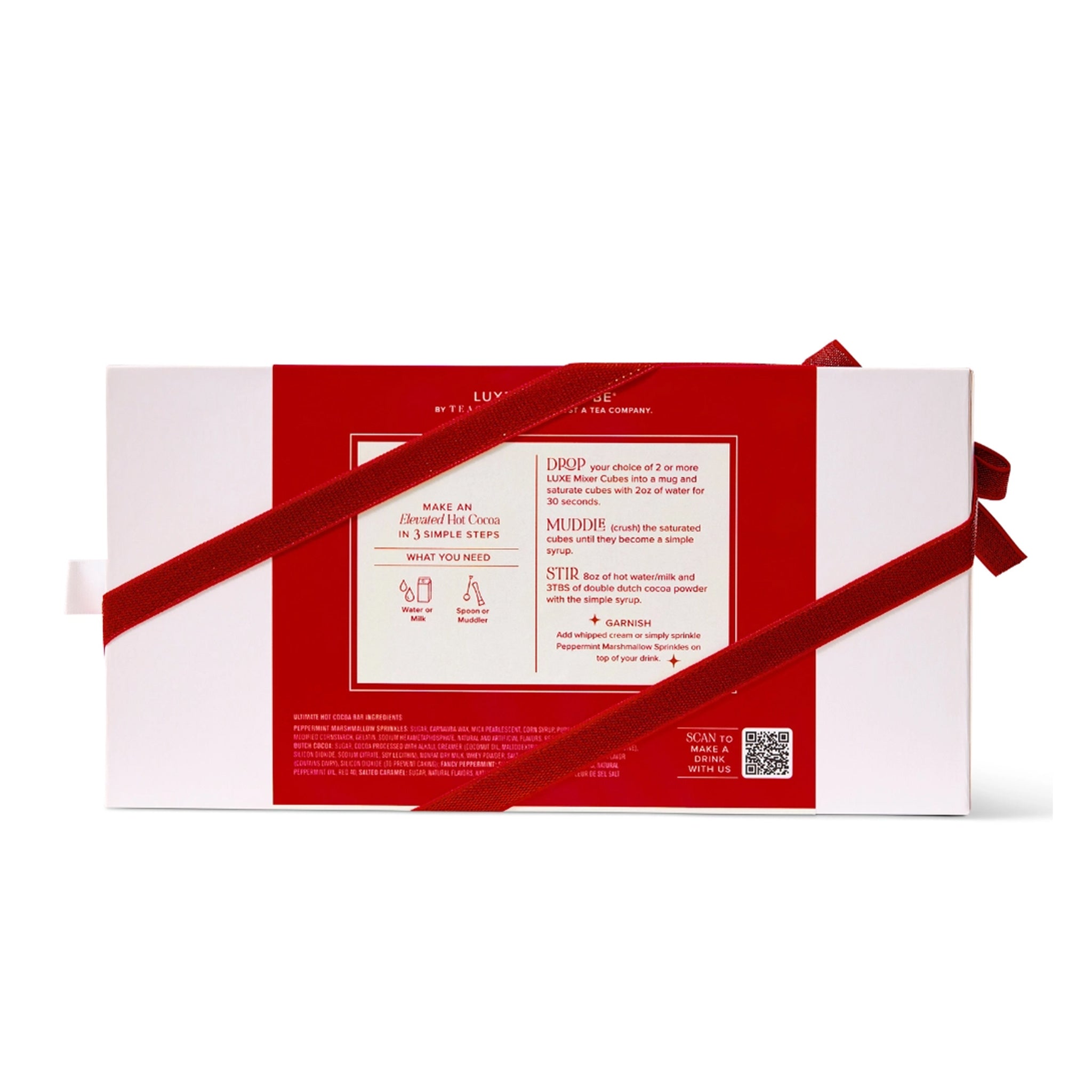 A red and white box of hot chocolate cube mix. 