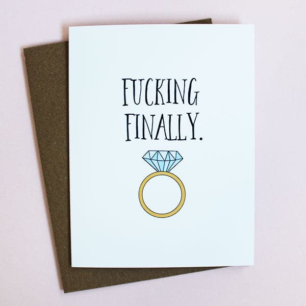 Fucking Finally Wedding Card - Big diamond ring design with brown envelope
