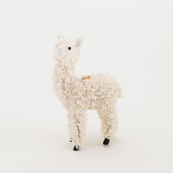 cream colored furry llama ornament