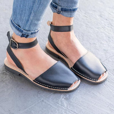 Pons Avarcas Classic Style Strap - Black Leather Sandal – Pigment