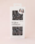 Black satin heatless curlers set in a cardboard packaging.
