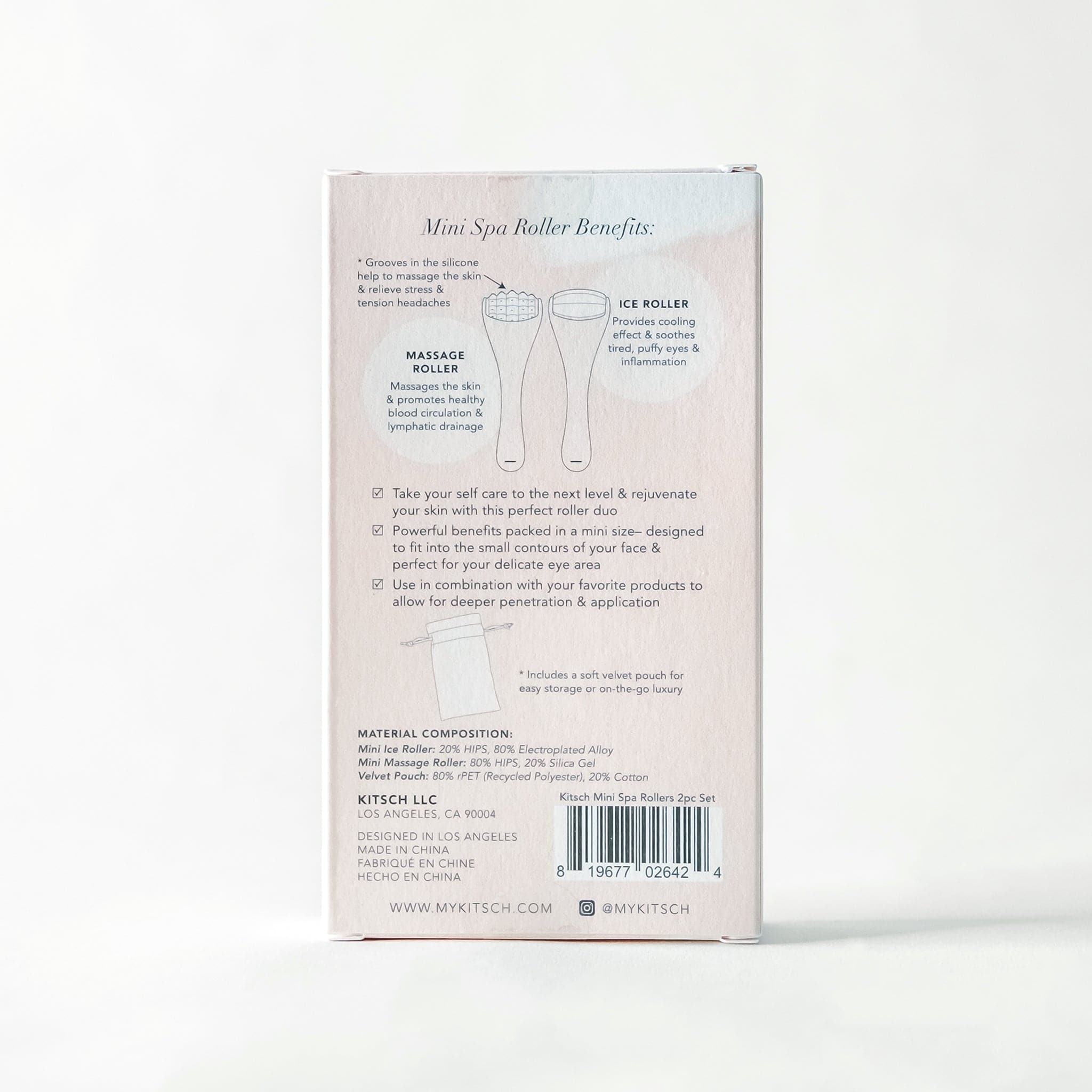 The back of the light pink packaging that includes instructions on how to use the rollers effectively. 