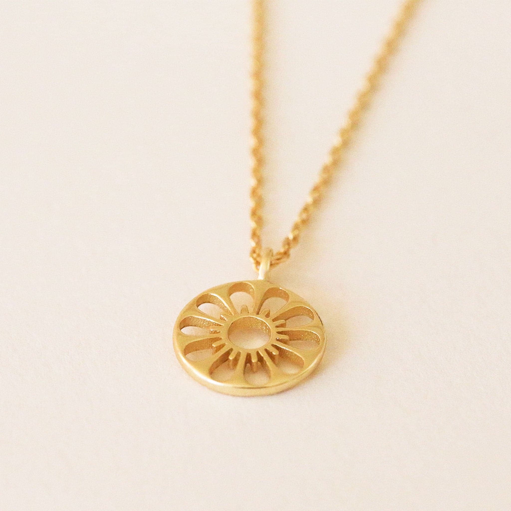 Circle Flower Necklace in Gold by Pigment