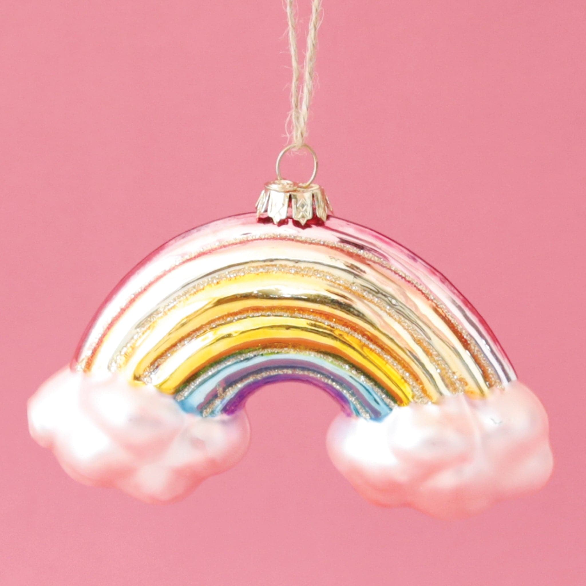 Rainbow Pink Clouds Ornament