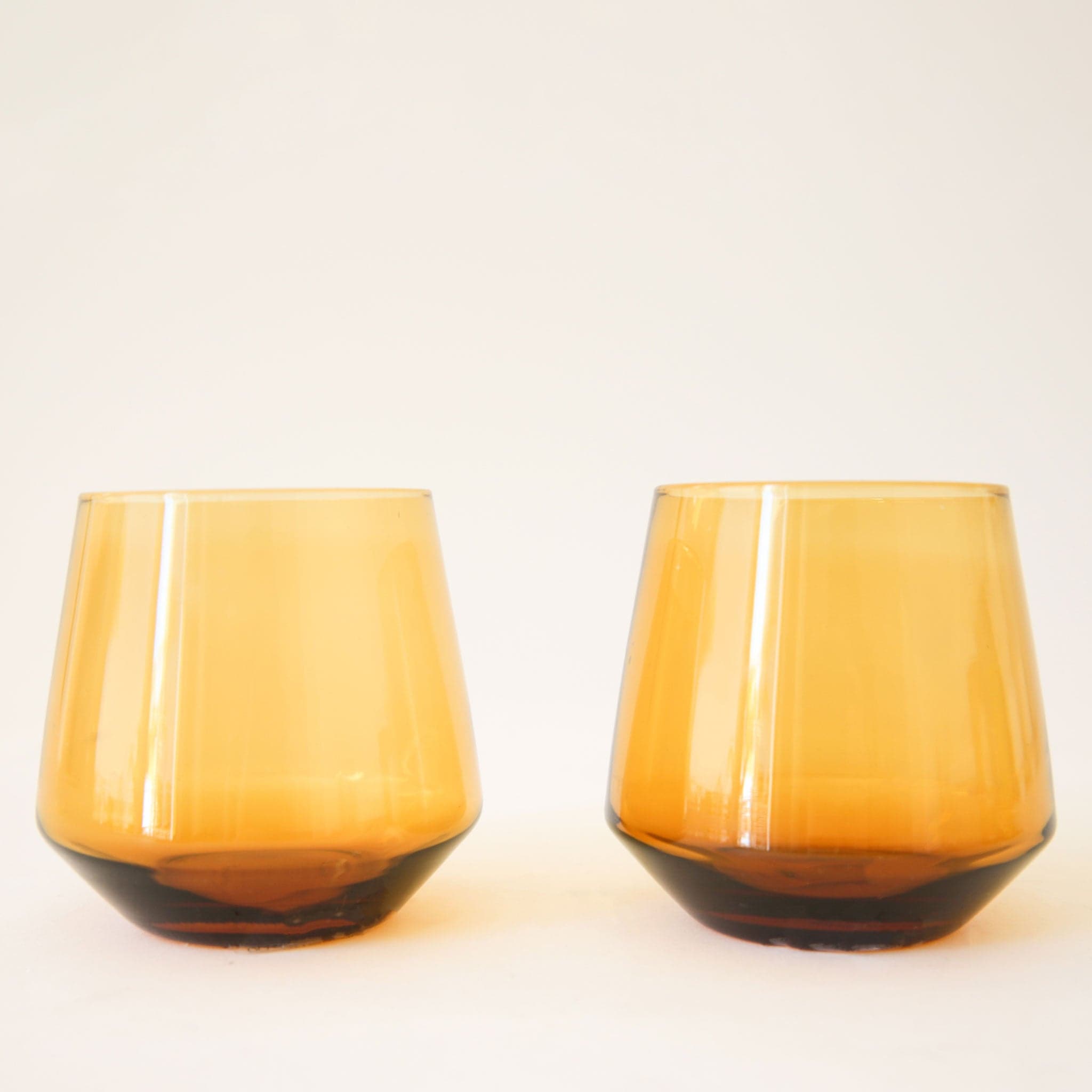 Short amber glasses for your next occasion or just sipping around the house.