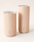 A bullet shaped to-go tumbler in a light shade of pink.