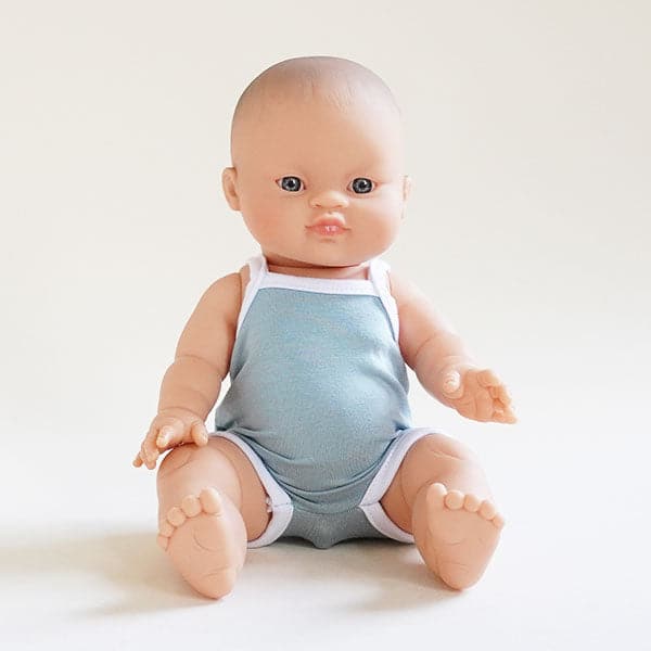 The sweetest little baby doll for your little one. Pictured here with a blue outfit that's sold separately. 