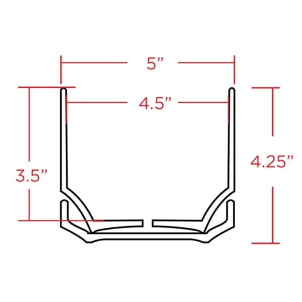 This is a drawing of how the pot fits into the tray with the dimensions. The inside width of the pot is 4.5 inches and the outside width is 5 inches. The height with the tray is 4.25 inches. 