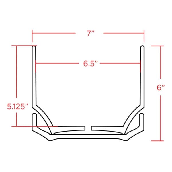 This is a drawing of how the pot fits into the tray with the dimensions. The inside width of the pot is 6.5 inches and the outside width is 7 inches. The height with the tray is 6 inches. 