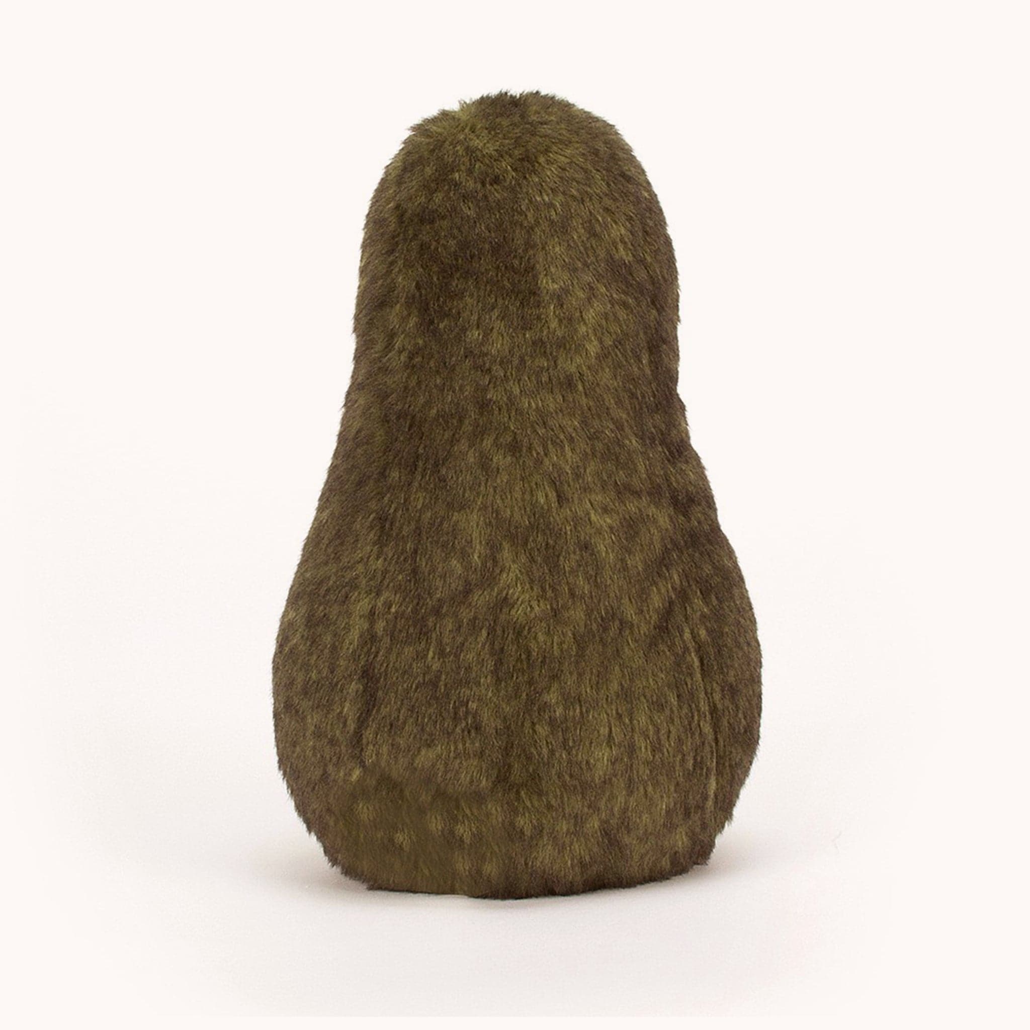 The back of this avocado is a dark green brown color.