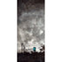 Original painting of a silhouetted black cityscape with cloudy dark grey sky, and blue water tower.